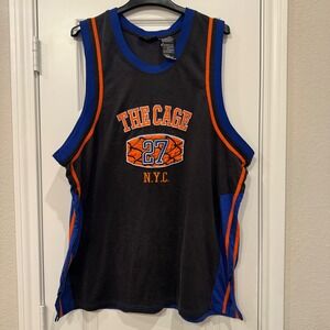 Asphalt Legend The Cage NYC Basketball Jersey‎ Sleeveless Black Orange XL